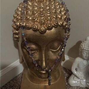 Elegant Purple Crystal Beaded Drop Necklace